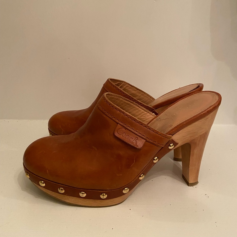 Coach Brown Leather Mule Clog